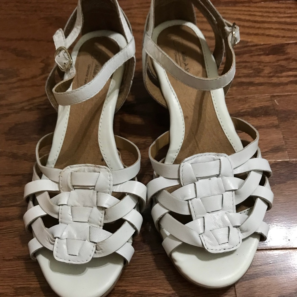 White Stag genuine leather White and Cork Wedges